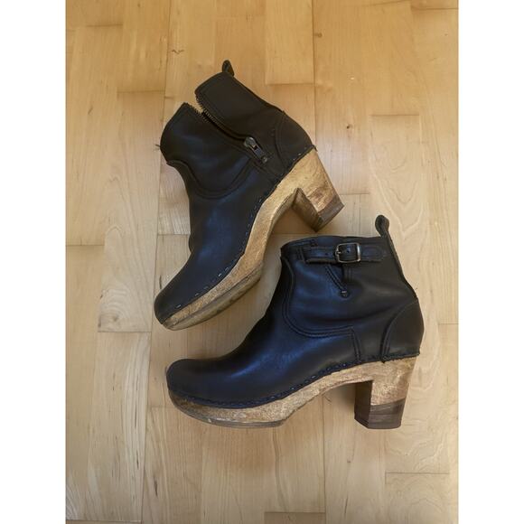 No.6 Leather Clog Buckle Boot Heel Black 38 - Picture 1 of 4